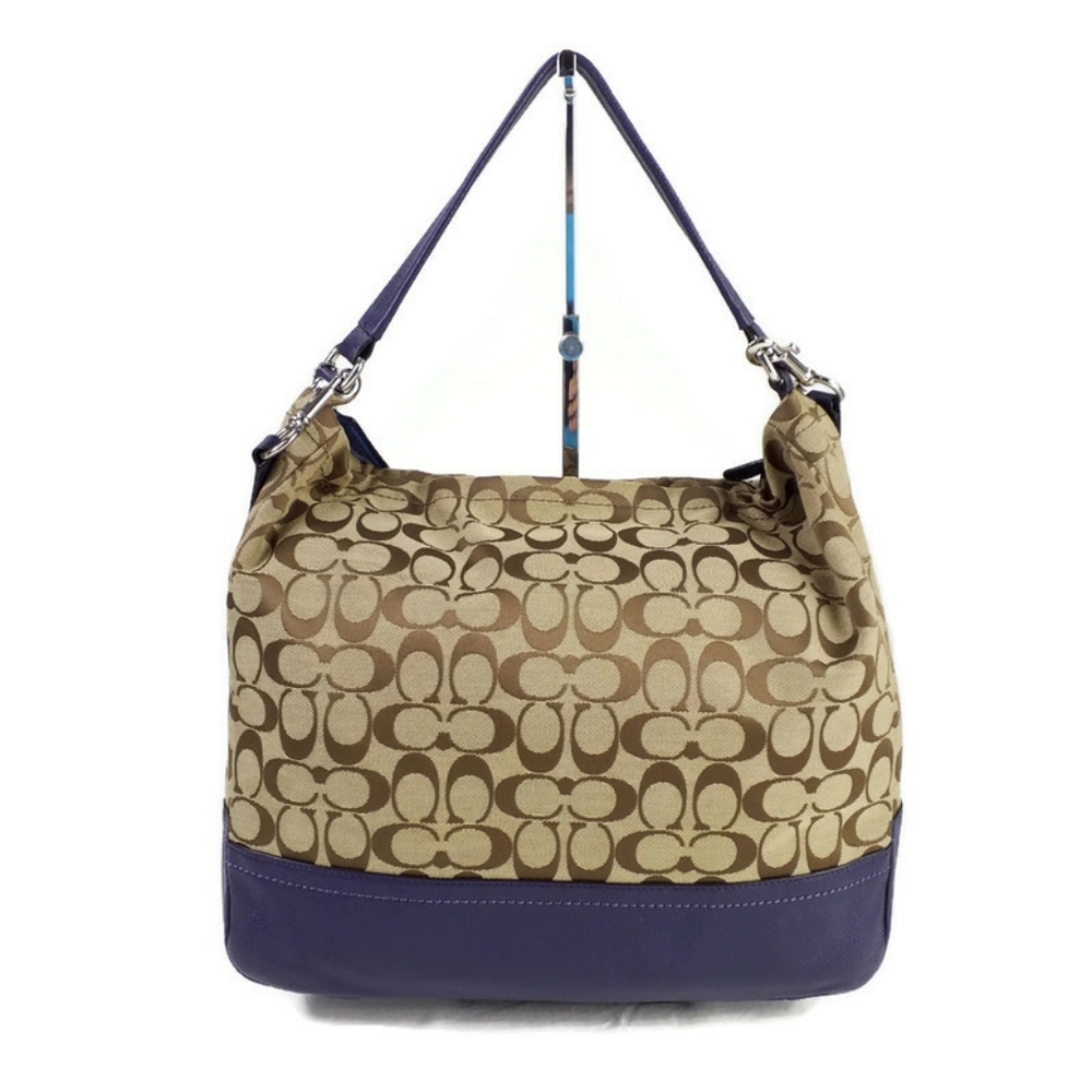 Coach F23279 Signature Park Khaki Indigo Hobo Shoulder Bag Convertible - Picture 16 of 16